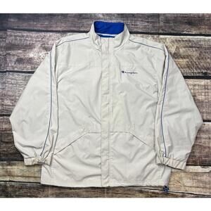 Champion Jacket Mens Medium Blue Black Windbreaker Zip-Up Mesh Lined Two-Tone